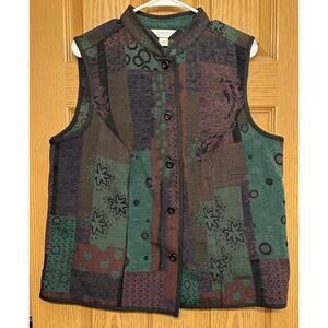 VTG Christopher Banks Tapestry Patchwork Vest Steampunk Whimsy Goth Women Sz 0X
